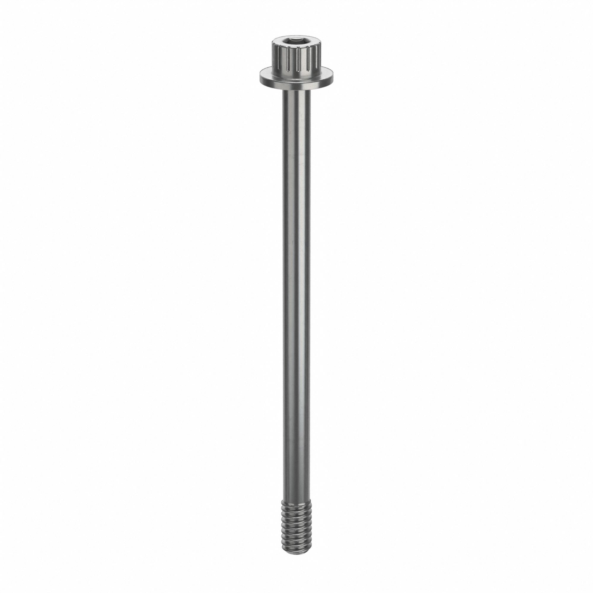 Socket Head Cap Screw: 1/4"-20 Thread Size, 3 15/16 in Lg, Flanged Std, Plain, Stainless Steel, 18-8
