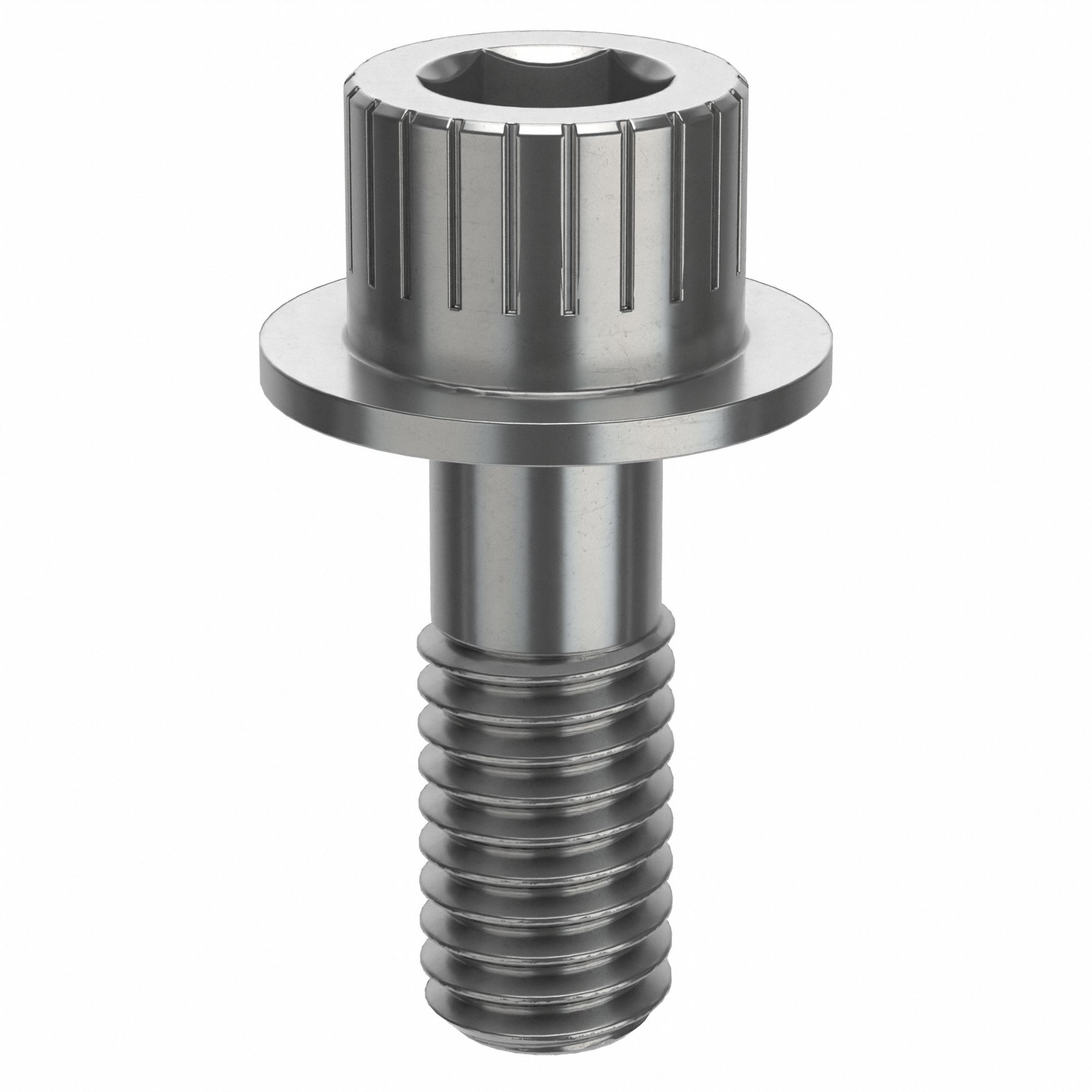 Socket Head Cap Screw: 3/8"-16 Thread Size, 1 in Lg, Flanged Std, Plain, Stainless Steel, 18-8
