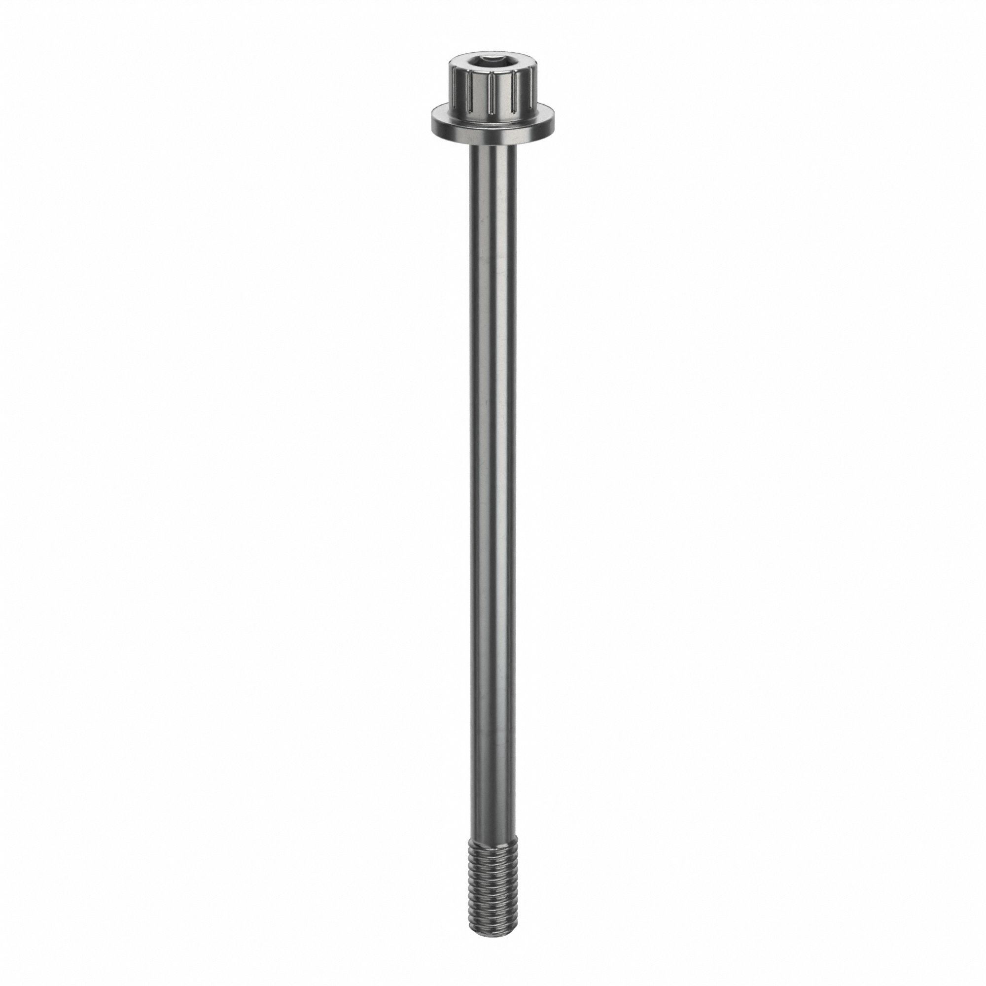 Socket Head Cap Screw: #10-32 Thread Size, 3 1/8 in Lg, Flanged Std, Plain, Stainless Steel, 316