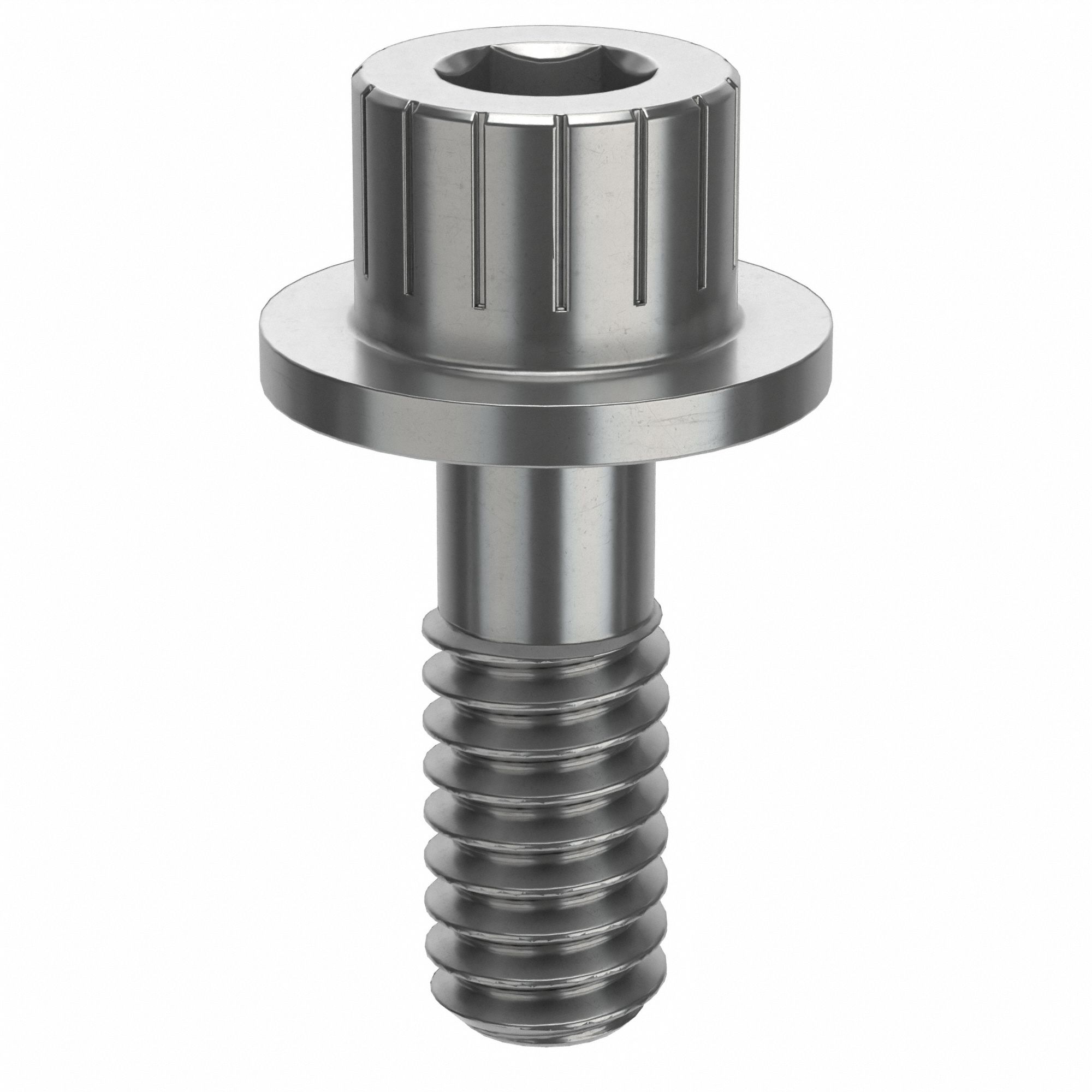 Socket Head Cap Screw: 1/4"-20 Thread Size, 11/16 in Lg, Flanged Std, Plain, Stainless Steel, 316