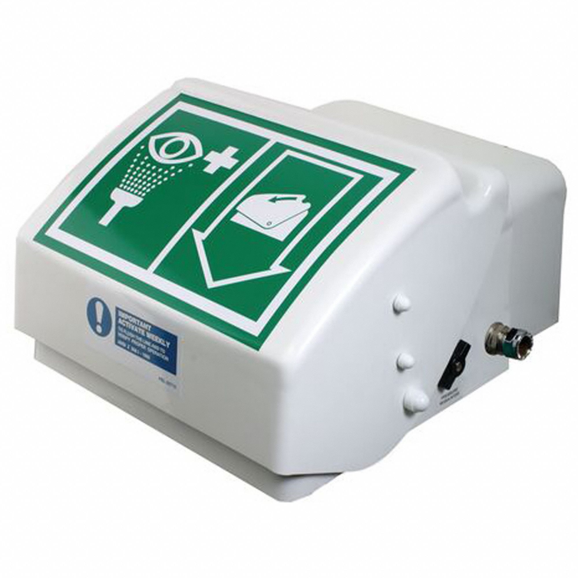 Plumbed Eyewash: Std, Wall Mnt, Eyes and Face Coverage, Covered, Plastic Bowl