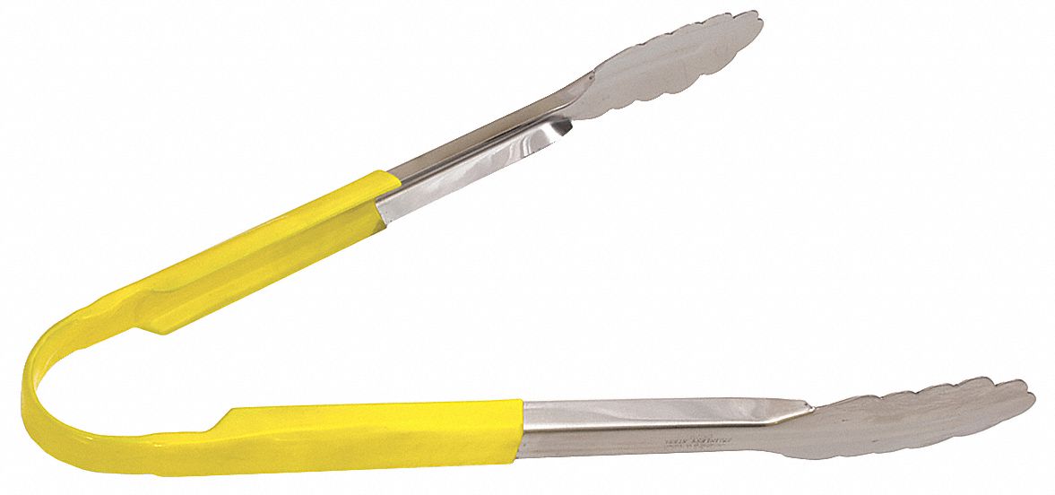 TONG,YELLOW,12 IN. L,STAINLESS STEEL