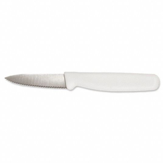 Choice 3 1/2 Serrated Edge Paring Knife with White Handle