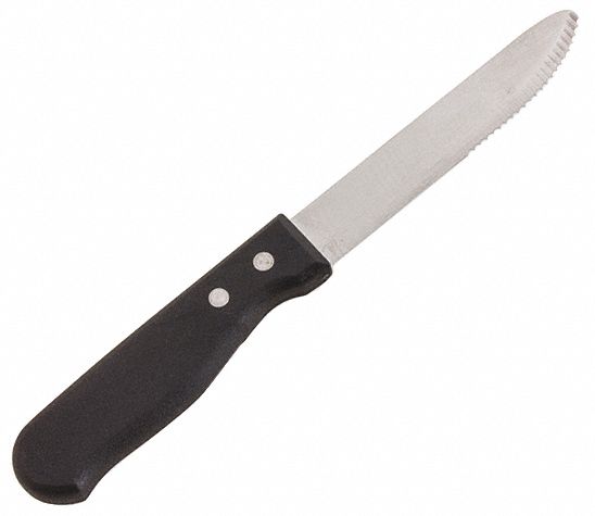 Steak Knife: Stainless Steel, 5 in Overall Lg, Black