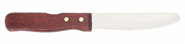 Steak Knife: Stainless Steel, 5 in Overall Lg, Brown