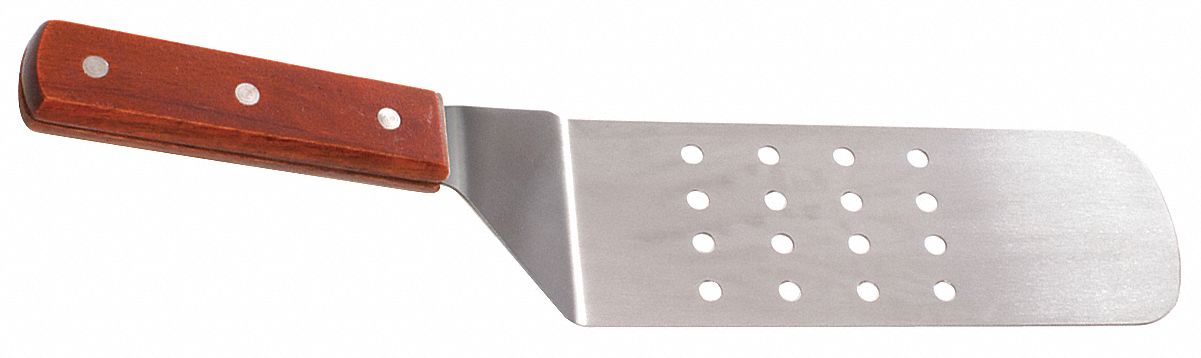Turner: Stainless Steel, 10 in Blade Lg, 3 in Blade Wd, 14 1/2 in Overall Lg, Smooth Edge