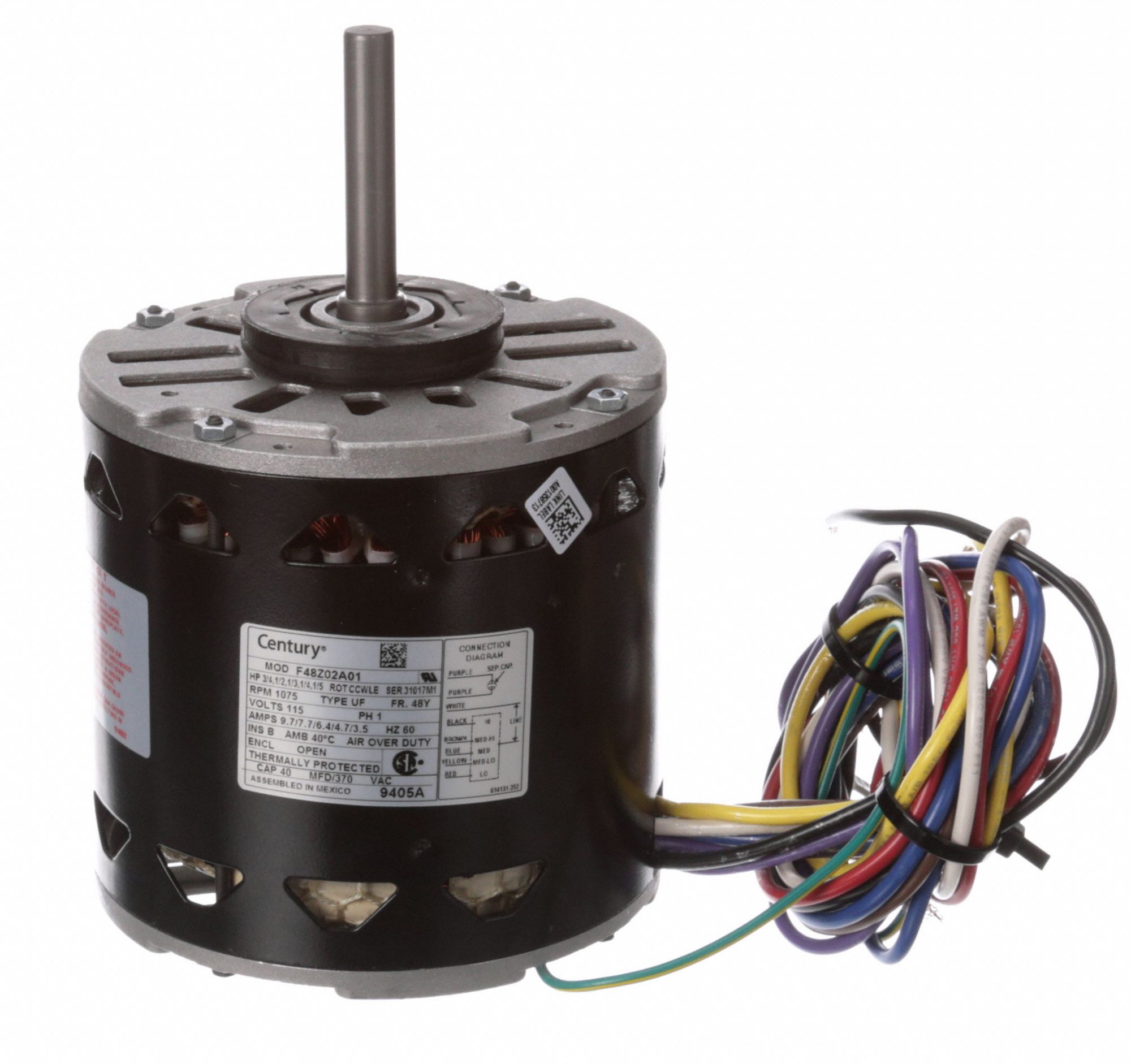 CENTURY Direct Drive Motor: Lennox OEM Repl, 3/4 to 1/5 HP, 1,075 ...