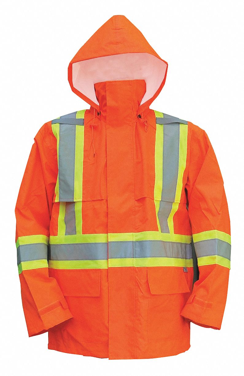 RAIN JACKET,POLYESTER,SZ XL,ORANGE