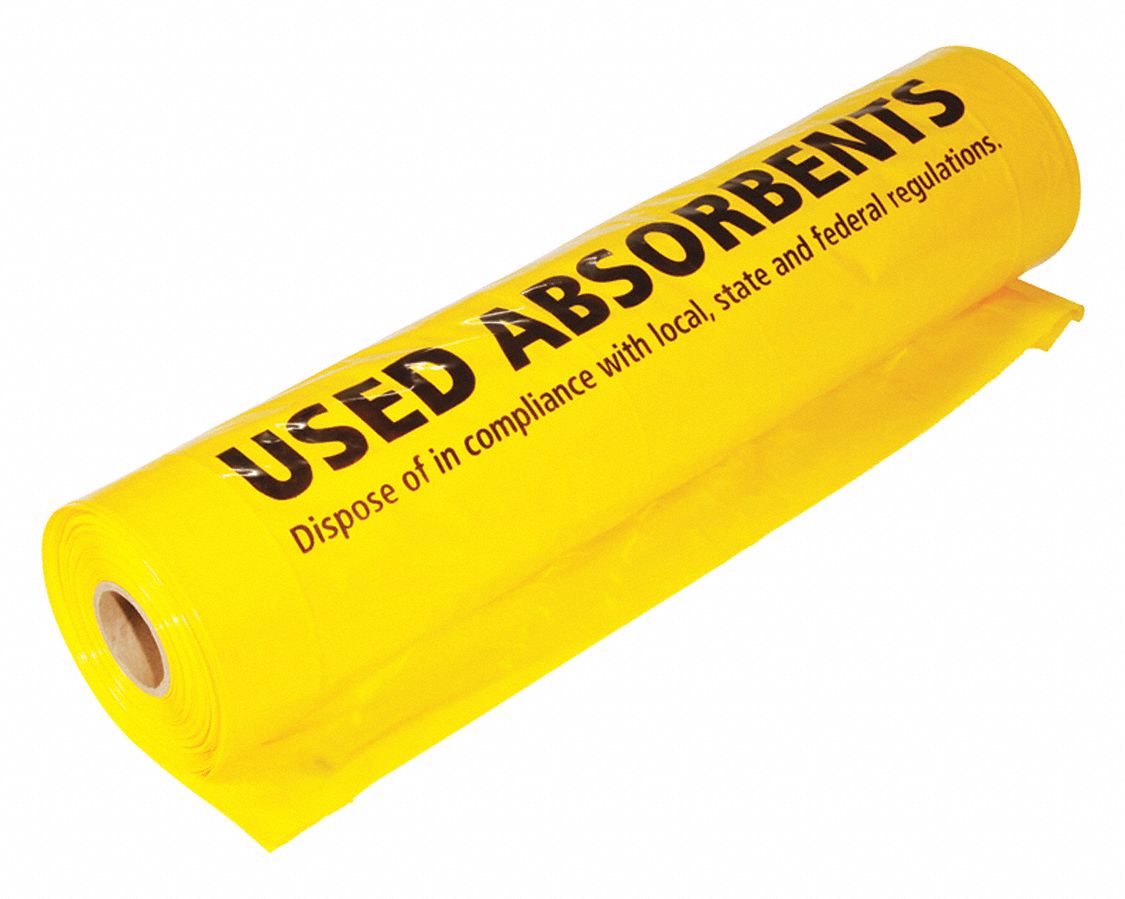 Disposal Bags: Polyethylene, Yellow, 33 gal Capacity, 38 in Lg, 38 in Wd, 36 in Ht, 6 mil Thick