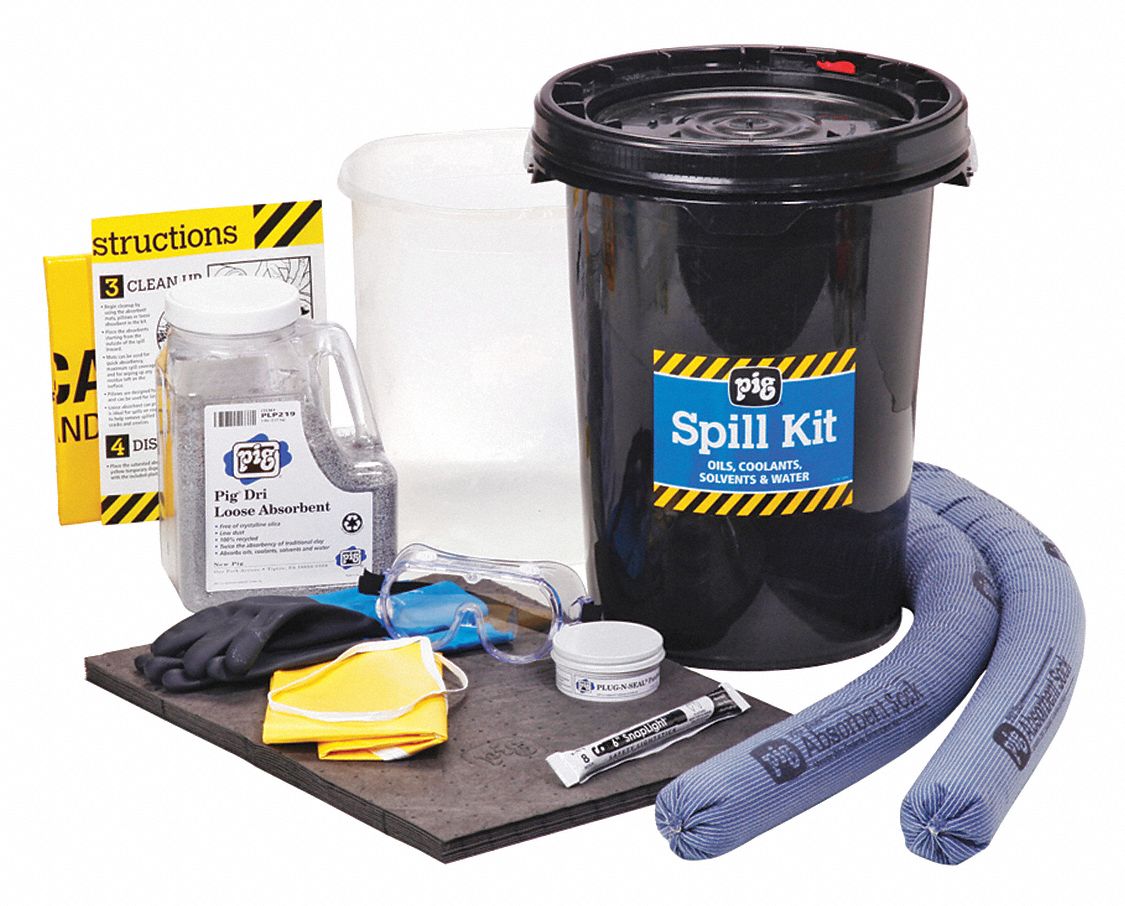 PIG Spill Kit/Station, Container Type Bucket, Fluid Compatibility