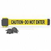 Yellow with Black Text Caution Do Not Enter Visiontron Warehouse Mount Retractable Belt Barrier WH412SB25-CAU-HC 