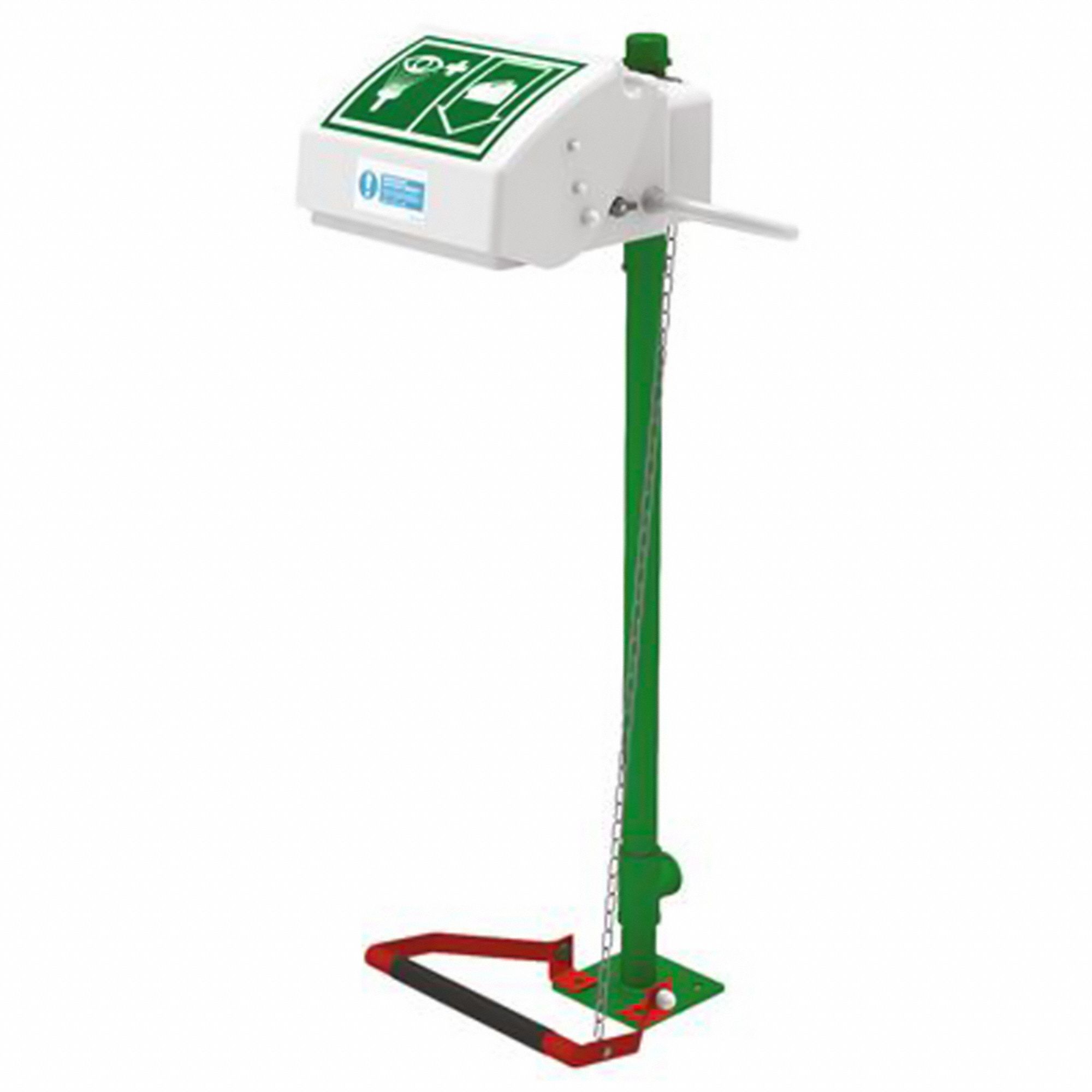 Plumbed Eyewash: Std, Floor Mnt, Eyes and Face Coverage, Covered, Plastic Bowl