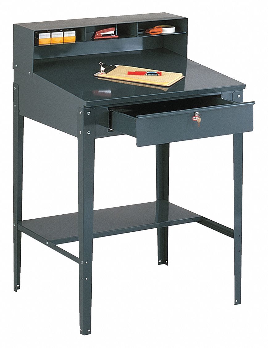 EDSAL, Open Desk, 34 1/2 in x 30 in x 53 in, Shop Desk 45GR90620 Grainger