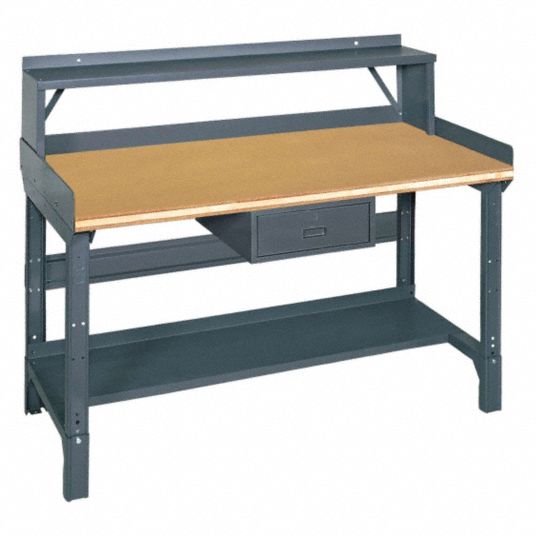 Bolted Workbench with Riser, Shop Top, 30 in Depth, 30 1/2 in to 34 1/2 ...