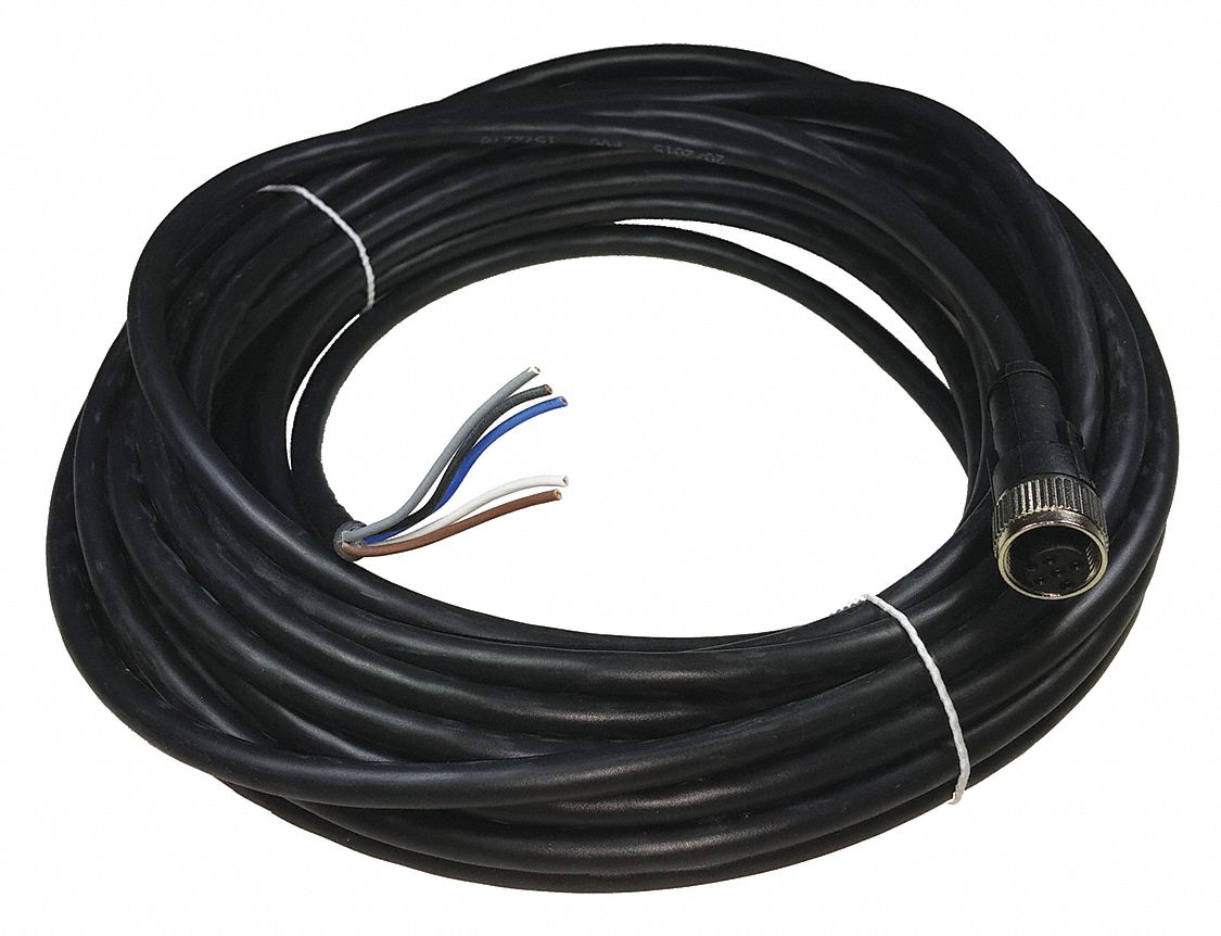 M12 Male Straight X Bare Wire, 5 Pins, Flying Lead Connector 45GU94C