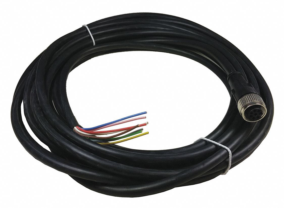 M12 Female Straight X Bare Wire, 8 Pins, Flying Lead Connector 45GU96