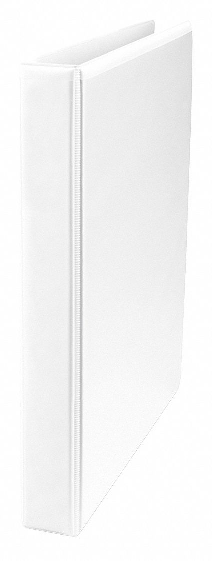 3-Ring Binder: 1 in Ring Size - Binders, D-Ring, 220 Sheet Capacity -  Binders, White, Clear Sleeve