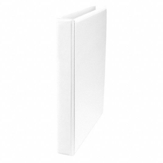 3-Ring Binder: 1 in Ring Size - Binders, D-Ring, 220 Sheet Capacity -  Binders, White, Clear Sleeve