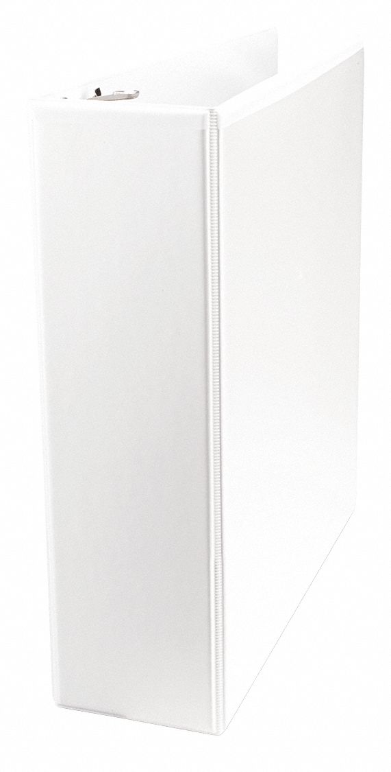 Ring Binder: 3 in Ring Size, Round, 460 Sheet Capacity, Clear Sleeve, Polypropylene, White