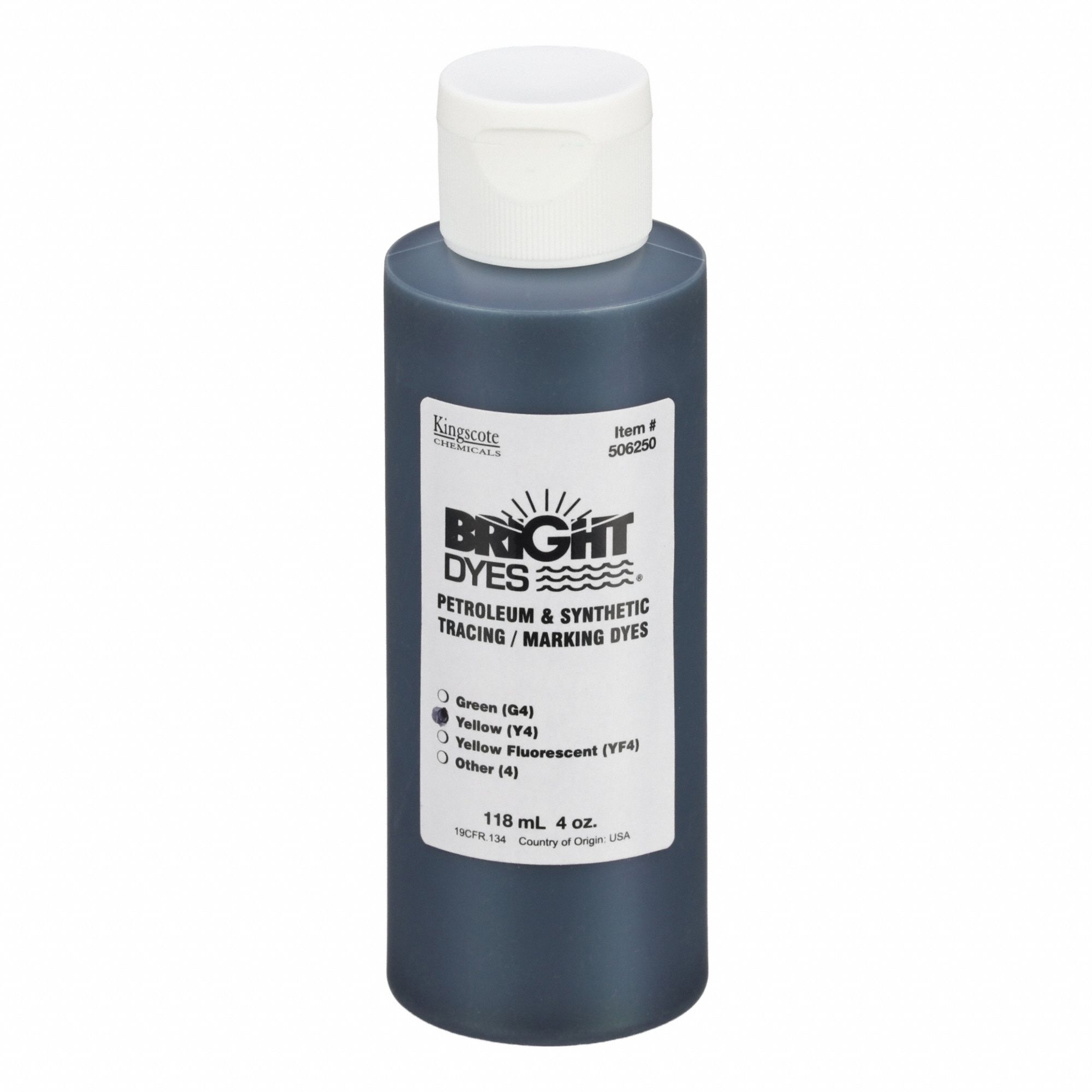 Water Tracer Dye: Yellow, 60 cps Viscosity, 100 to 200 gal per oz of Dye, Immediate