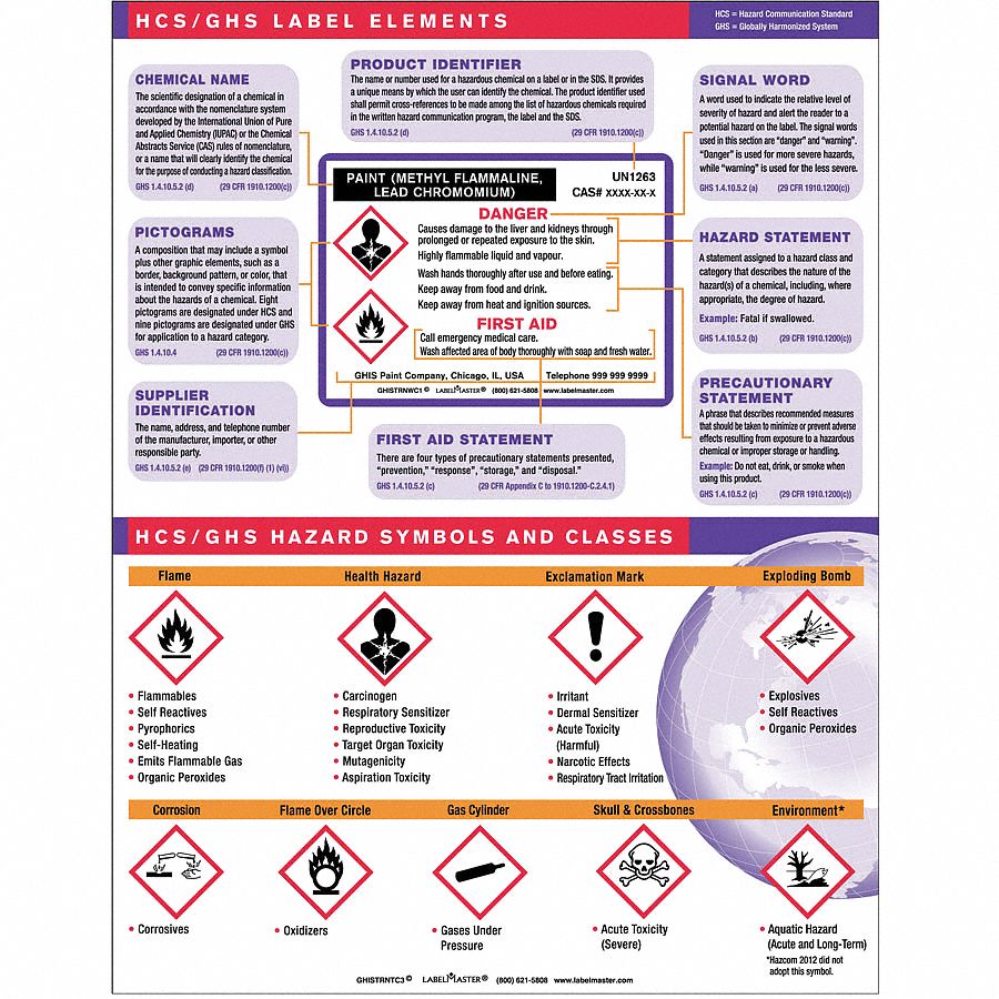 LABELMASTER Training Chart, Workplace Safety, English - 45H623 ...