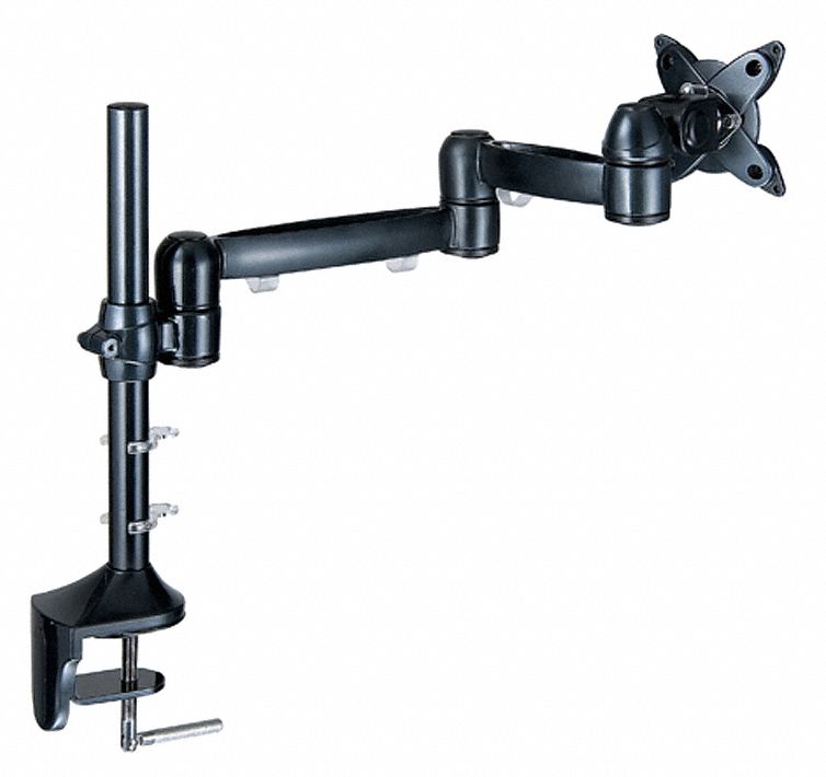 Black Monitor Arm, Clamp Mount, 18 lb Weight Capacity Grainger