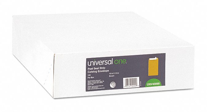 Catalog Envelopes: #13-1/2 Envelope Size, Kraft, Top, Brown, 100 PK