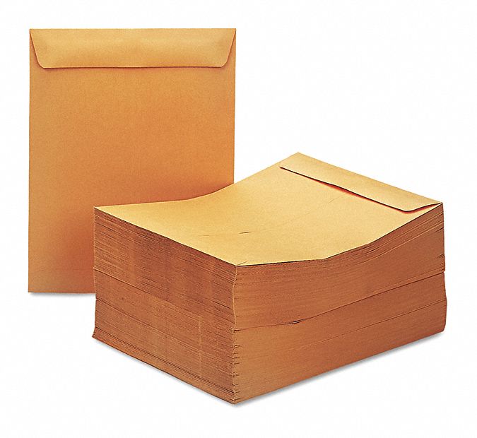 Catalog Envelopes: #13-1/2 Envelope Size, Kraft, Top, Brown, 250 PK