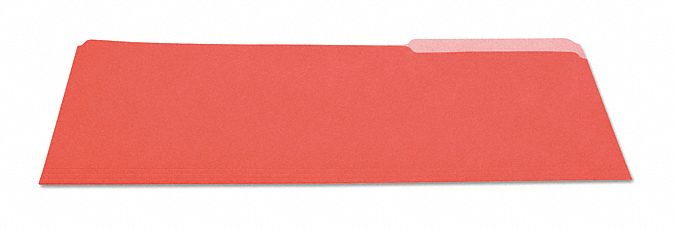 File Folders: 8 1/2 in Ht, 14 in Wd, Red, 11 pt. Stock, Top Tab Location, 100 PK