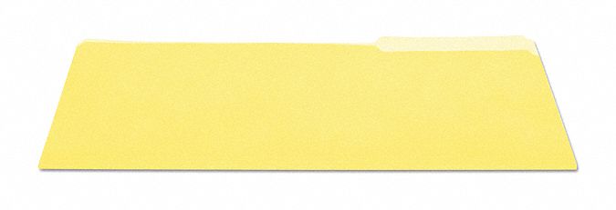 File Folders: 8 1/2 in Ht, 14 in Wd, Yellow, 11 pt. Stock, Top Tab Location, 100 PK