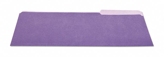 File Folders: 8 1/2 in Ht, 14 in Wd, Purple, 11 pt. Stock, Top Tab Location, 100 PK
