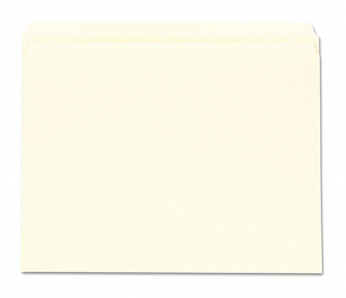 File Folders: 8 1/2 in Ht, 11 in Wd, Manila, 11 pt. Manila, Top Tab Location, 100 PK