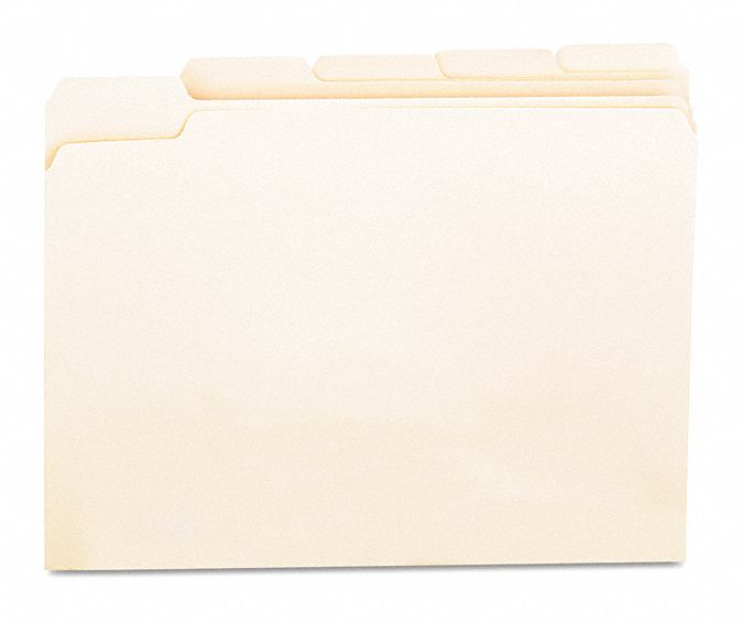 File Folders: 8 1/2 in Ht, 11 in Wd, Manila, 11 pt. Manila, Top Tab Location, 100 PK