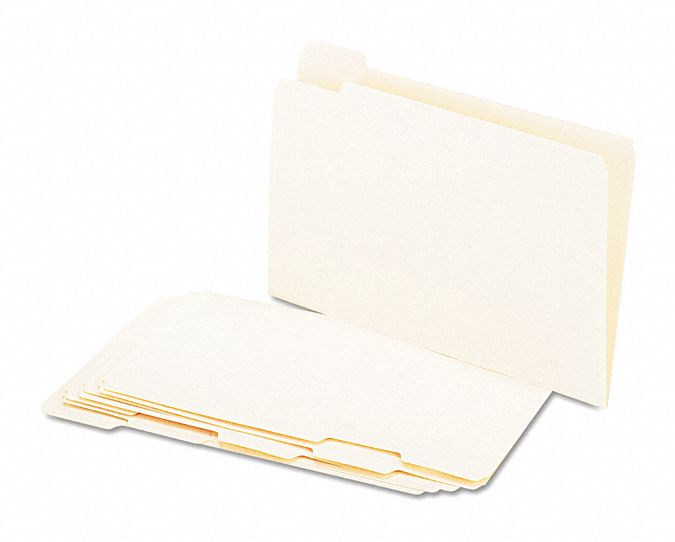 File Folders: 8 1/2 in Ht, 14 in Wd, Manila, 11 pt. Manila, Top Tab Location, 100 PK