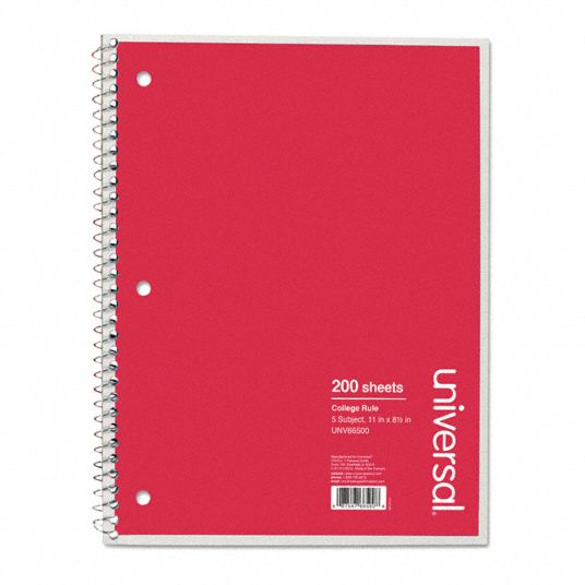 UNIVERSAL ONE, 8-1/2 in x 11 in Sheet Size, College, Notebook - 45HD63 ...
