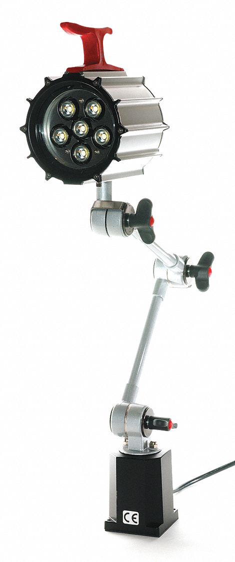 Articulating Arm Task Light: 6 W Watts, Lamp Included, 17 in Arm Lg, Screw-Down Base, Silver