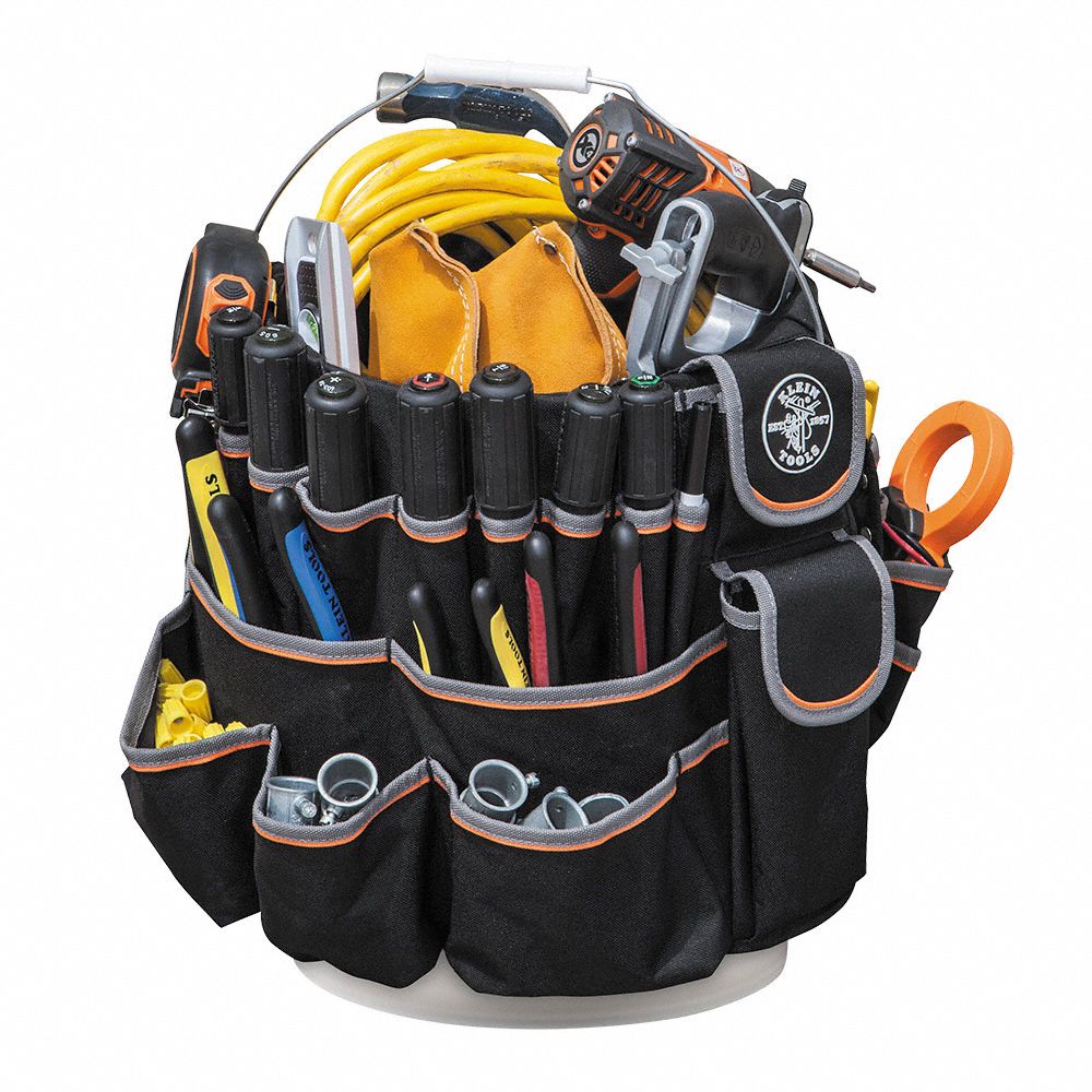 KLEIN TOOLS Bucket Tool Organizer, Black/Orange Polyester 45HL37