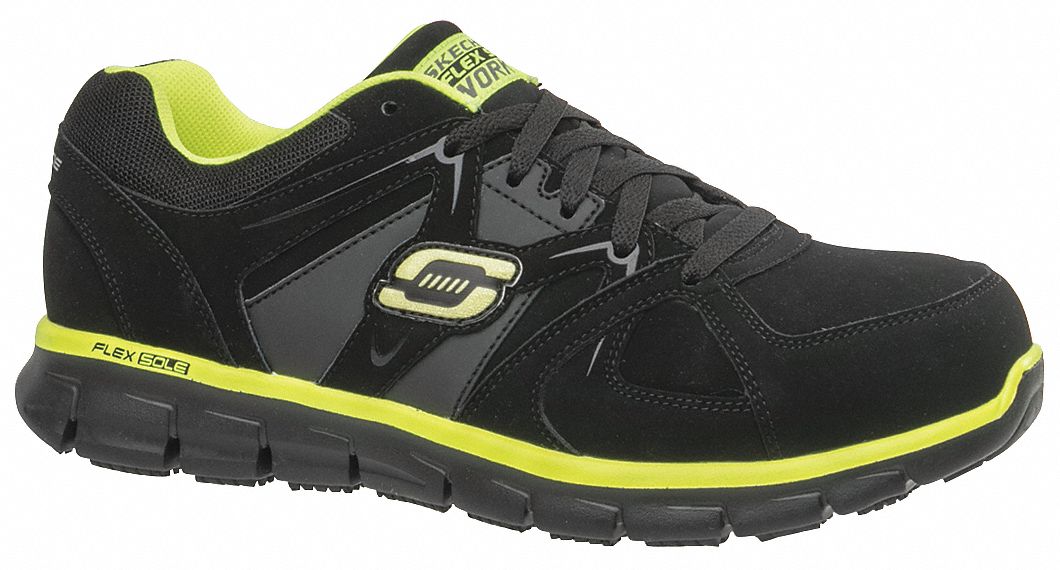 SKECHERS Athletic Shoe, 7, Medium, Men's, Black/Lime, Alloy Toe Type, 1 ...