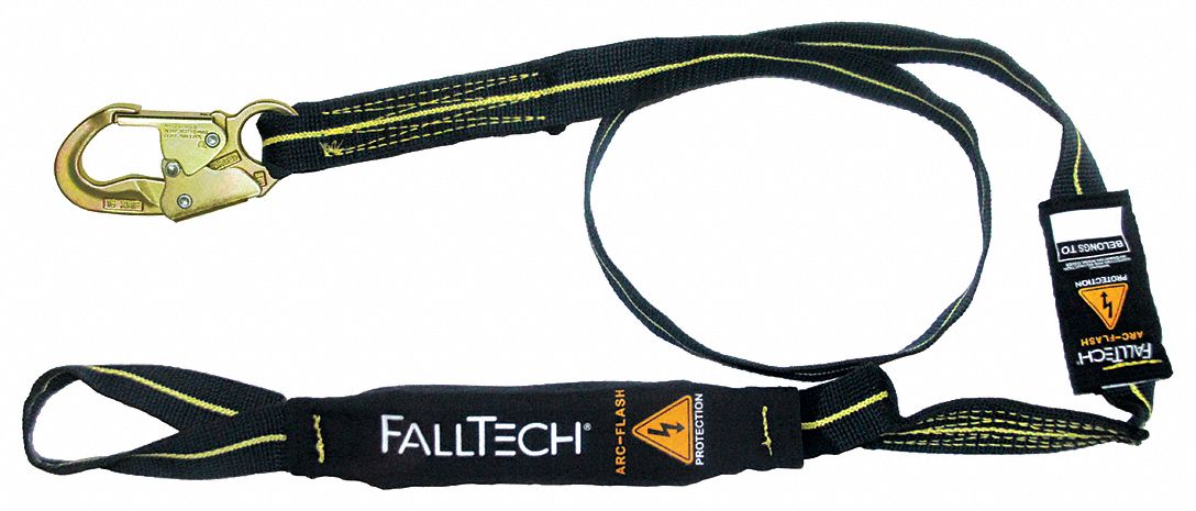 Shock-Absorbing Lanyard: Shock Pack, Steel Snap Hook, Kevlar Web Loop, 310 lb Capacity