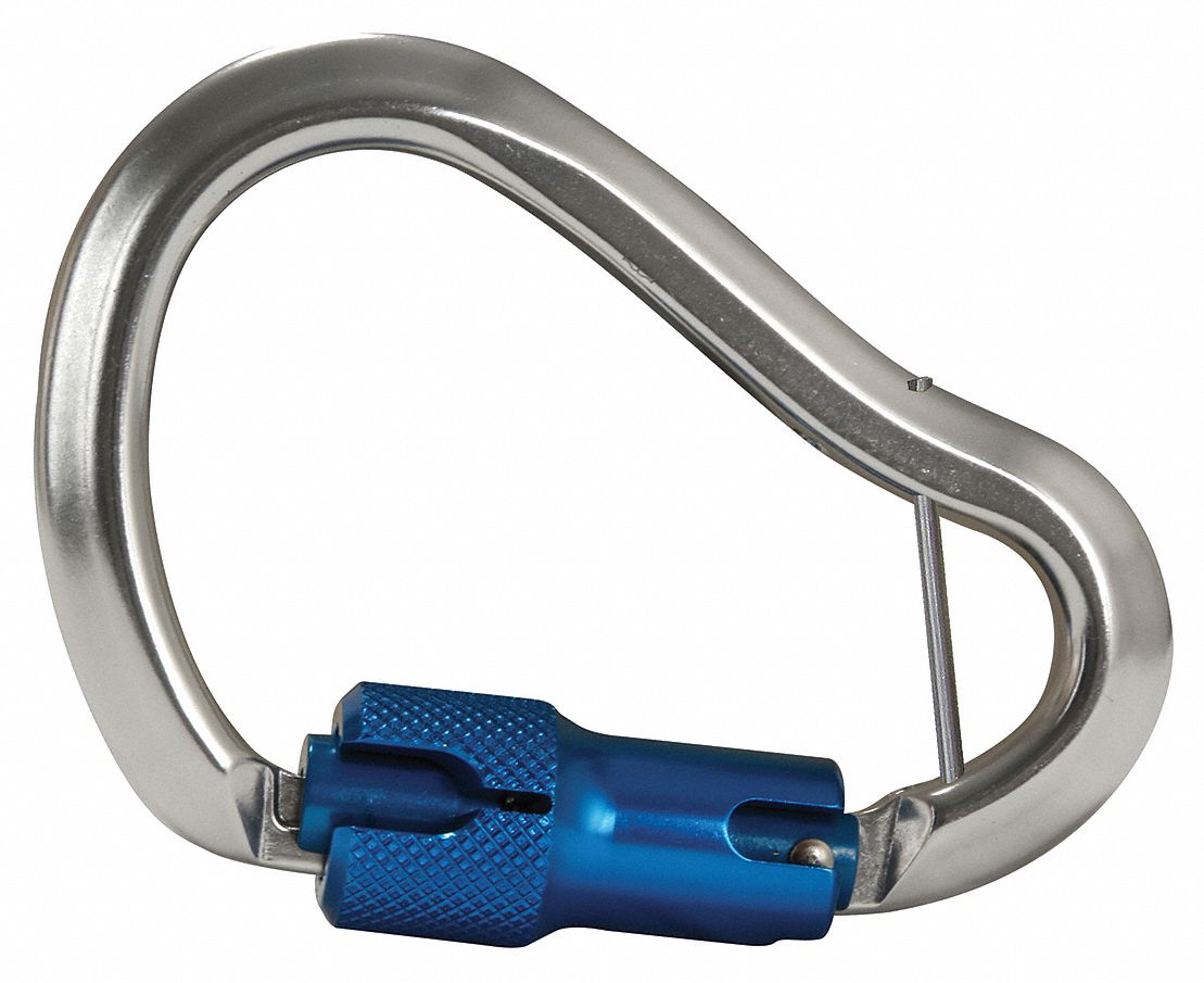 FALLTECH Carabiner, Pear Carabiner Shape, Silver, 5,000 lb Tensile