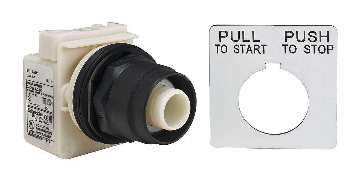 Mushroom Head Push Button, Illum, 30mm