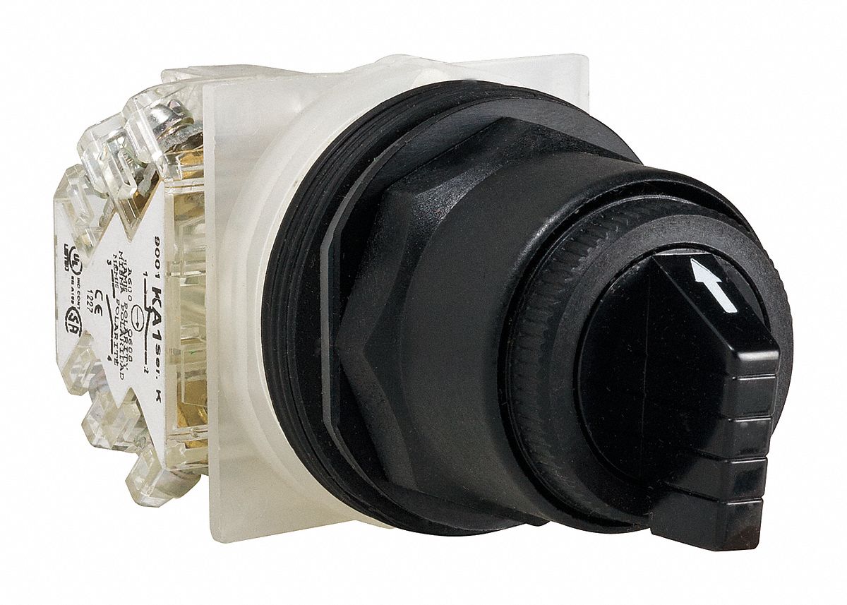 Selector Switch: 30 mm Panel Mounting Size, 3 Positions, Short Lever, SPDT