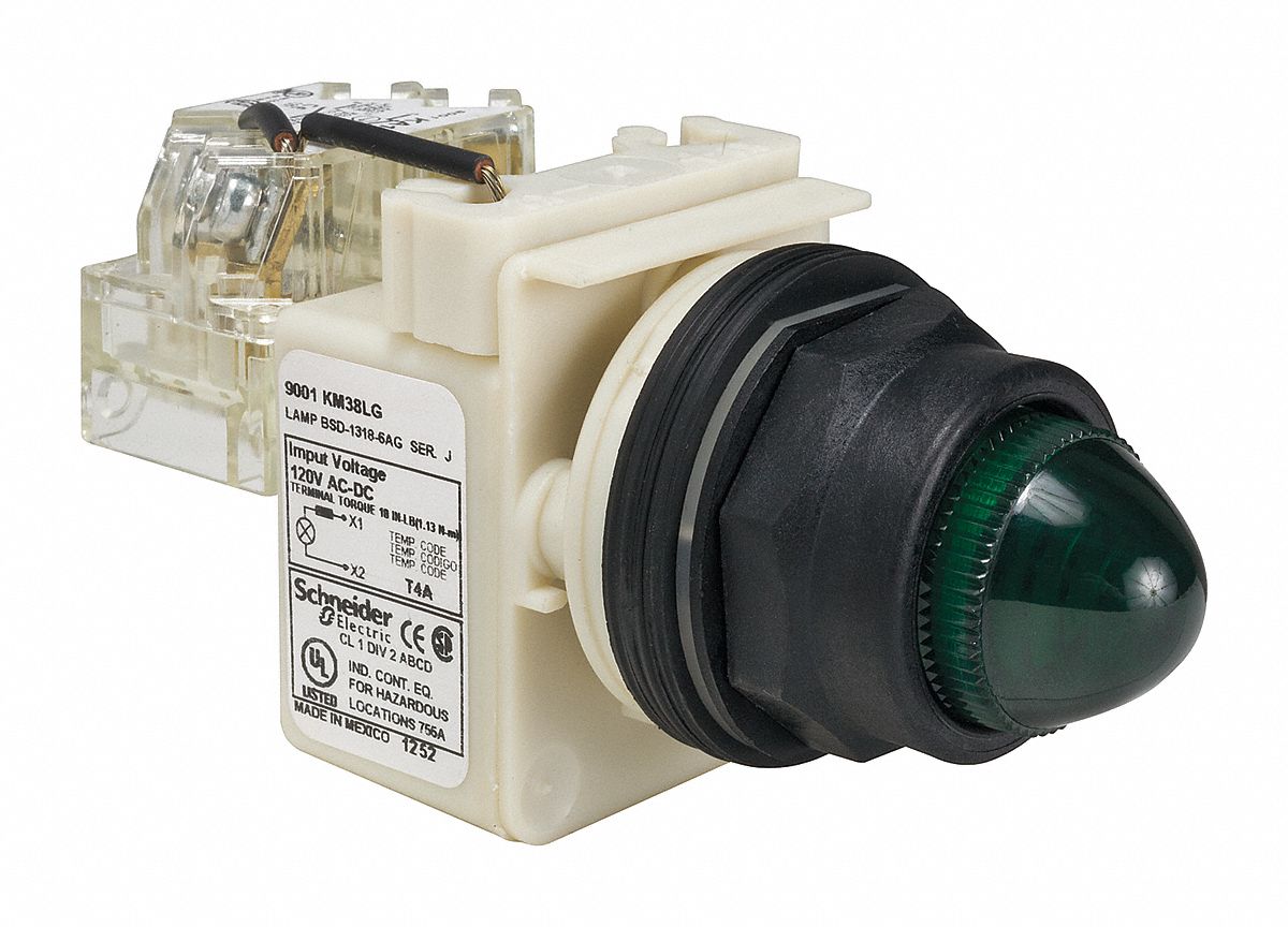 Pilot Light: 30 mm Panel Mounting Size, Green, LED, 9001SK Series