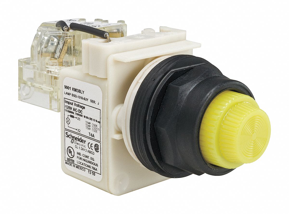 Pilot Light: 30 mm Panel Mounting Size, Yellow, LED, 9001SK Series