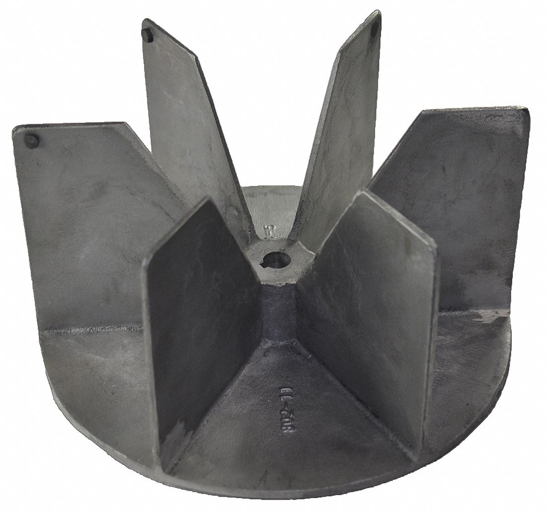 Blower Wheel: Radial, 10 7/8 in Dia, CW/CCW, Aluminum Wheel, 1 Inlets, 5/8 in Bore, 1, 750 RPM Max.