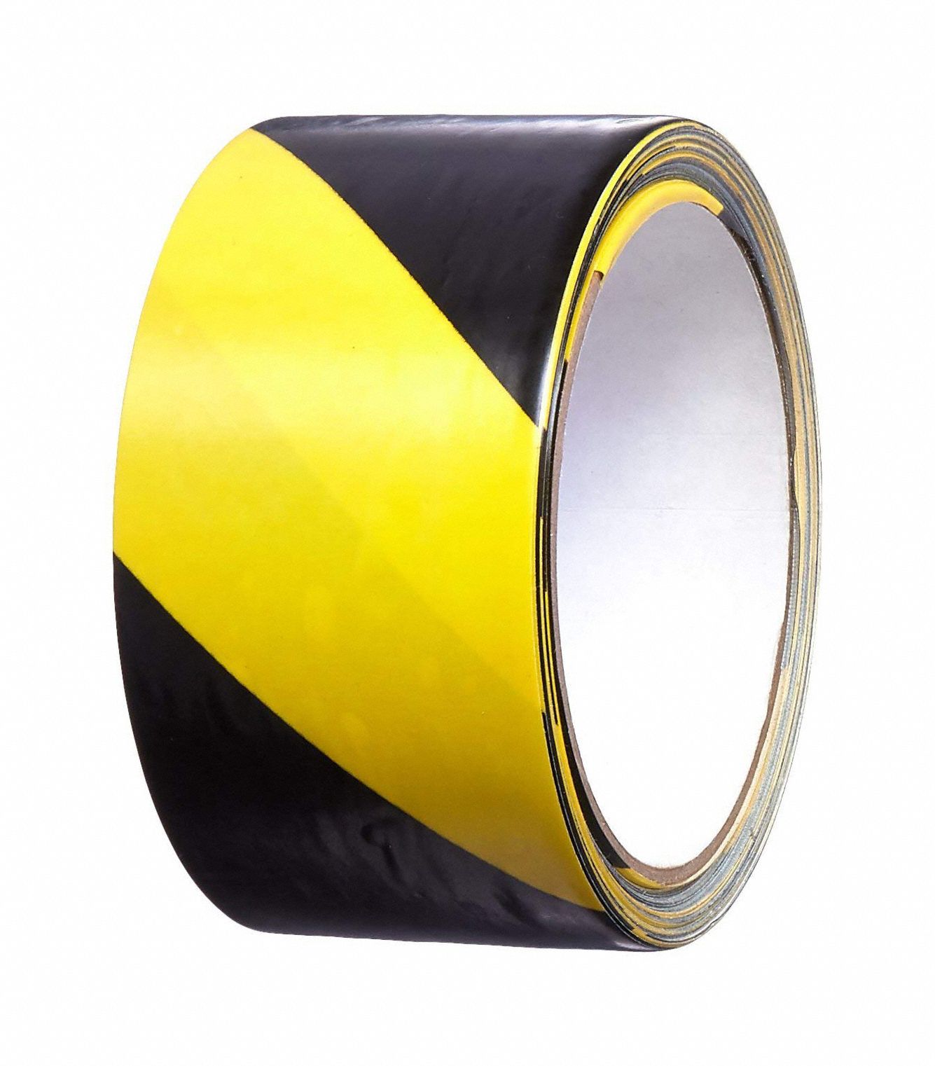 Floor Marking Tape: Gen Purpose, Striped, Black/Yellow, 2 in x 60 ft, 5 mil Tape Thick, 3M™
