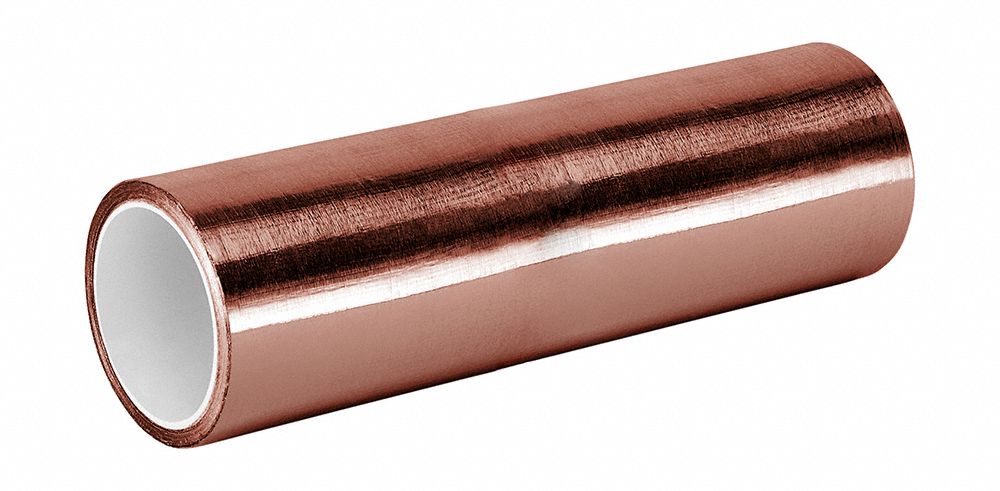 Conductive Electrical Tape: 11 1/2 in Wd, 6 yd Lg, 3.5 mil Thick, 600 V Volt Rating, Copper Foil