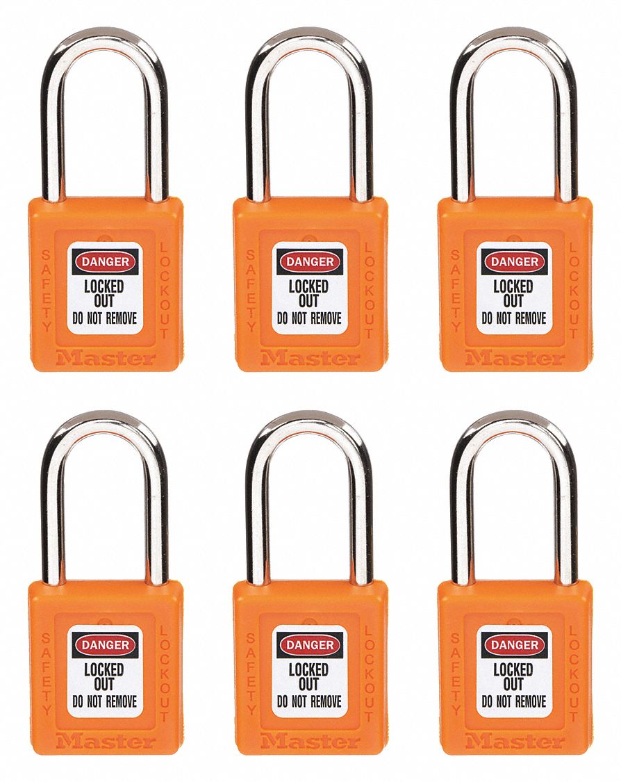 MASTER LOCK, Keyed Different, Thermoplastic, Lockout Padlock 45JC68410S6ORJ Grainger