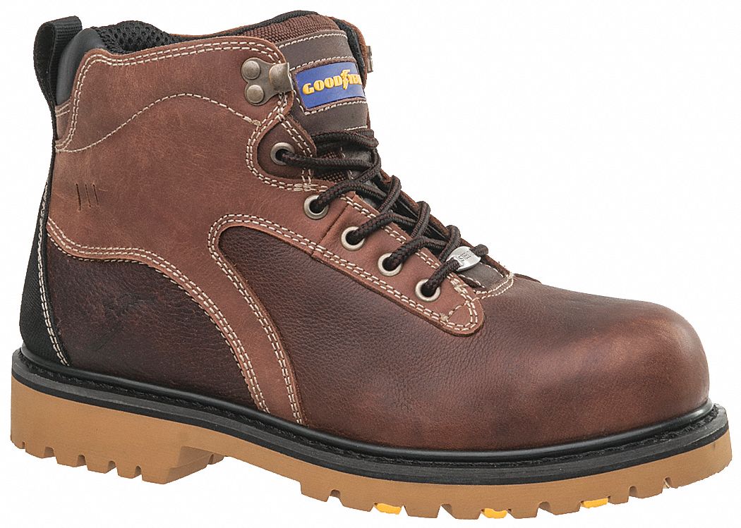 GOODYEAR 6 in Work Boot, 81/2, M, Men's, Brown, Steel Toe Type, 1 PR