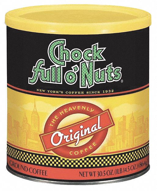 CHOCK FULL ONUTS Original, Medium Coffee, 1.9 lb Can, 1 EA 45JR82
